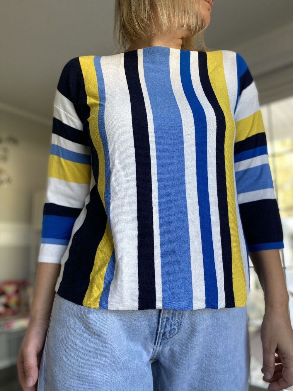 Ruby Rd. Petite Cabana Club Multi Stripe Sweater - Size Petite Small